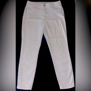d.jeans, Size 12, White/Pink Design, Skinny Jeans